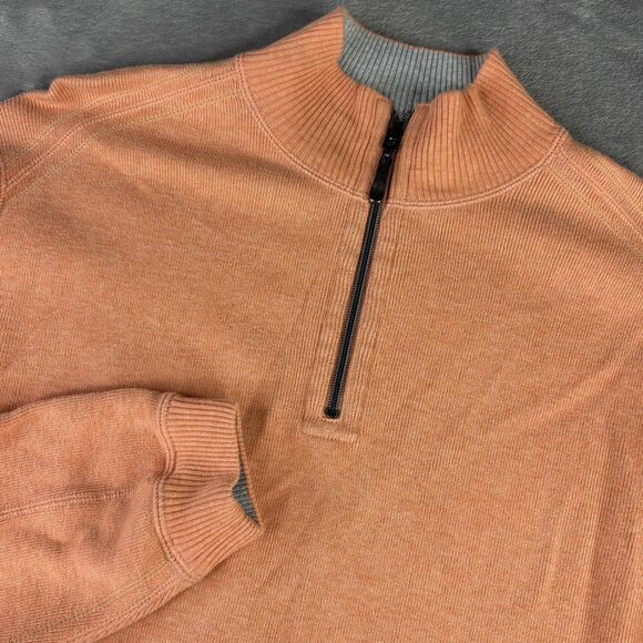 Tommy Bahama Sweater Mens Large Orange Reversible Quarter Zip Pullover T21797 - Picture 7 of 15